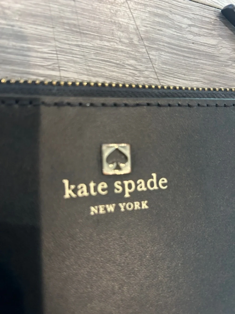 kate spade Black Leather Crossbody Pouch with Gold Logo